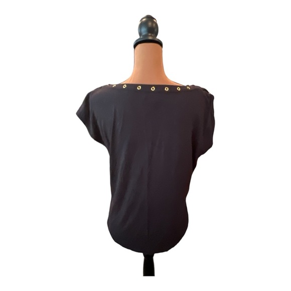 Carmen Marc Valvo Black Boat Neck with Rivets Top Size Medium  #B105 - Picture 3 of 3